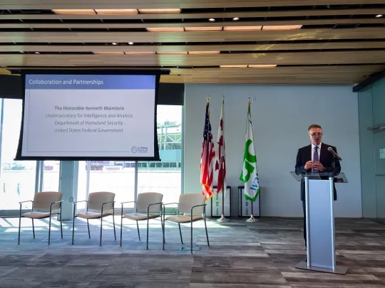 The Honorable Kenneth Wainstein, Undersecretary for Intelligence and Analysis at the Department of Homeland Security, speaks on the importance of collaboration and partnerships when addressing terrorism.