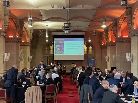 Counter terror conference 2024 - Participants discuss the Strategic Counter Drone Exercise as part of 2024 Annual High-Level Conference.
