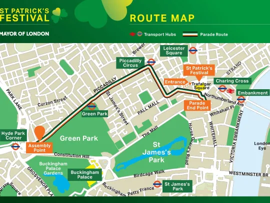Map of the St Patrick's parade route