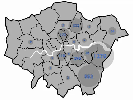 Map of Empty Garages suitable for conversion in London