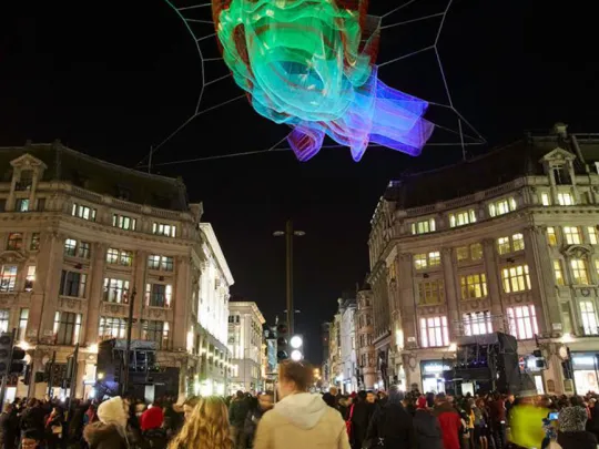 Lumiere London 2016: Janet Echelman / Studio Echelman, Produced by Artichoke, supported by the Mayor of London. Photo by Matthew Andrews
