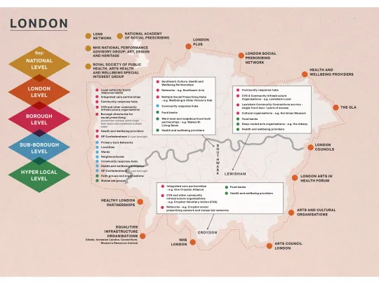 A map of london with writing on it
