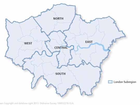 London Plan Map 2.1 - London's Subregions