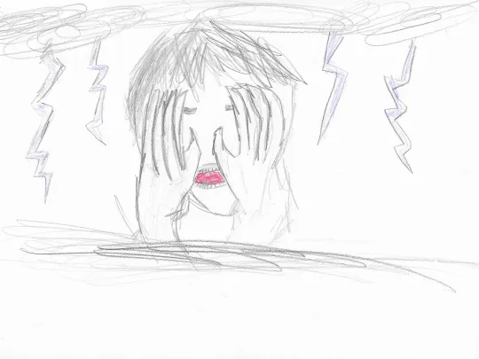 Artwork of a child crying due to pollution