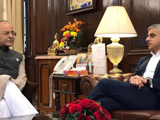 Mayor Sadiq Khan with India's Finance Minister, Arun Jaitley