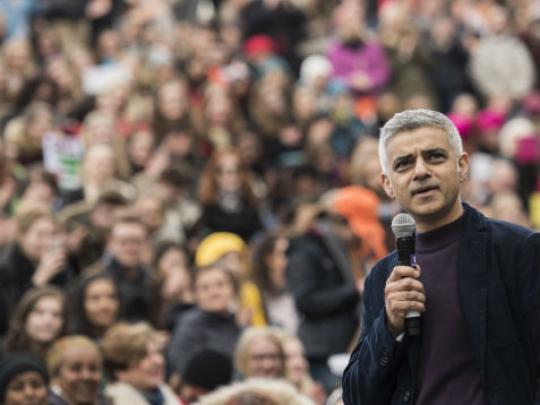 Mayor of London, Sadiq Khan speaks at March4Women