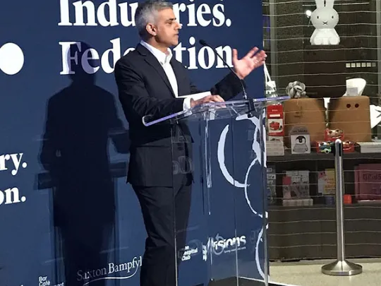 Sadiq Khan speaking at Creative Industries Federation event