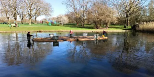Thamesmead canal green environment centre floating platform 