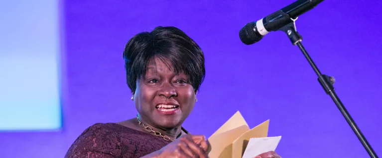 Person announcing winner at Team London Volunteering Awards 2018