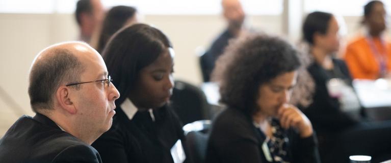 Attendees listening to presentation at Skills London 2019 event