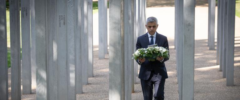 Mayor of London Sadiq Khan carrying wrath at 7/7 15th Anniversary Ceremony 2020