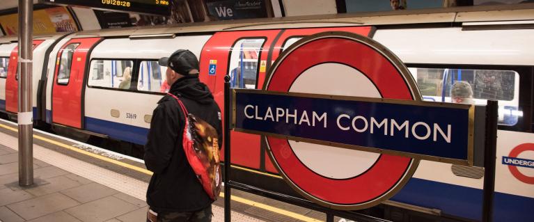 Clapham Common sign at underground station