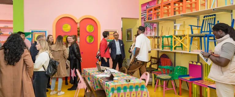 Group of people in artist studio