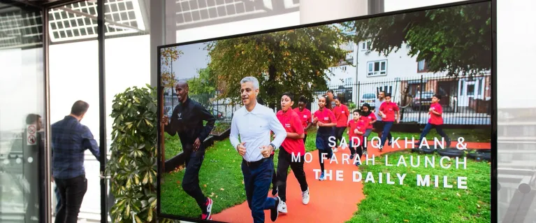 The Daily Mile promo on a TV