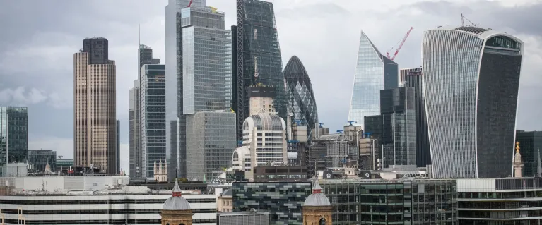 A photo of London's city skyline