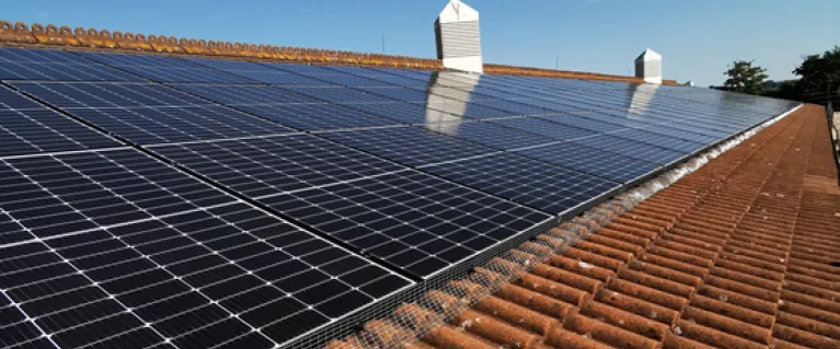 Solar panals on a tiled roof