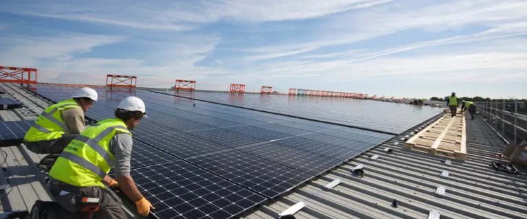 Solar panals on a rooftop