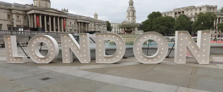London sign on Trafalgar Square