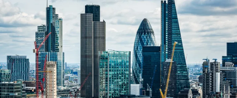 London's skyline with the Gherkin building