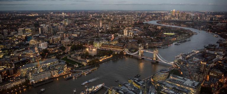 London skyline in the evening