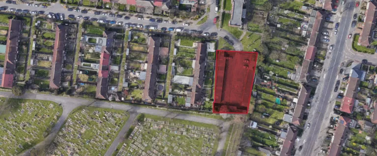 Aerial view of Keir Hardie Way site