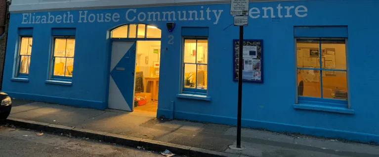 Elizabeth House Community Centre at dusk