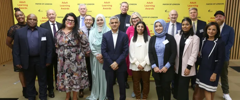 Photograph of the Mayor with Adult Learning Award winners
