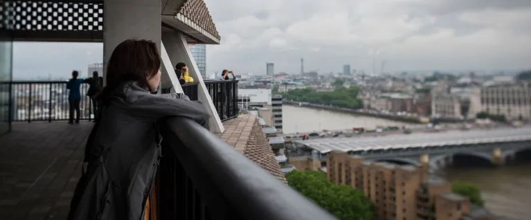 Person looking over the view of London