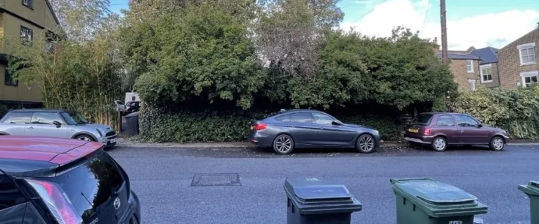 Image showing Drakefell road site with cars and trees