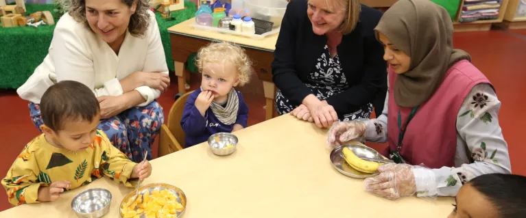 Deputy Mayor for Children and Families, Joanne McCartney, with early years children and staff