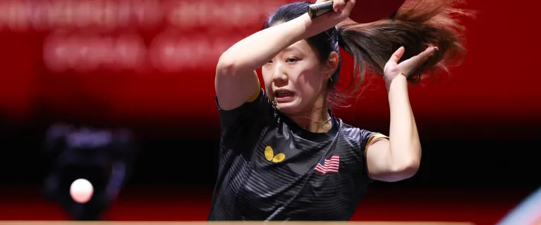 Woman playing table tennis