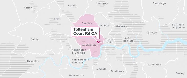 Tottenham Court Road on a map