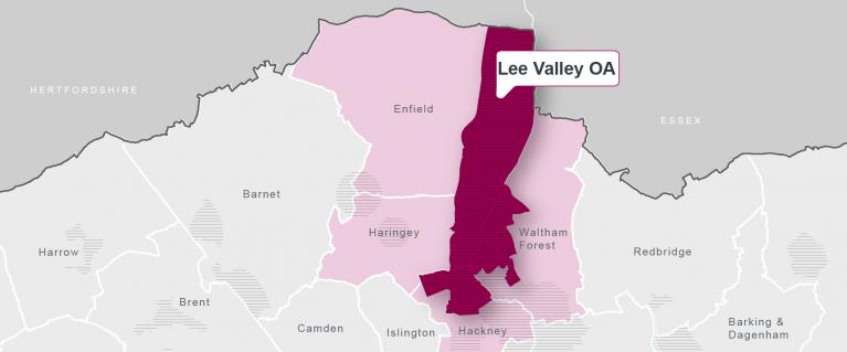 Upper Lee Valley on a map