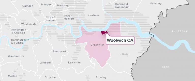 Woolwich on a map