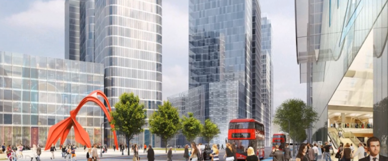 CG image of busy street in Old Oak