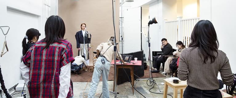 Designers setting up at a photoshoot at Old Baths Hackney
