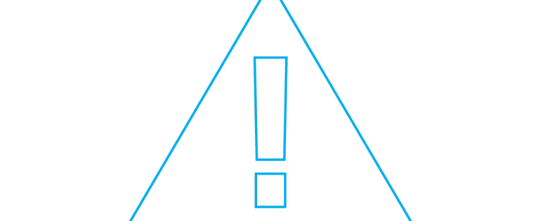 Infographic of an exclamation mark in a triangle in blue