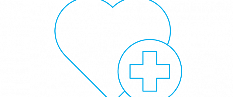 Infographic of a heart in blue