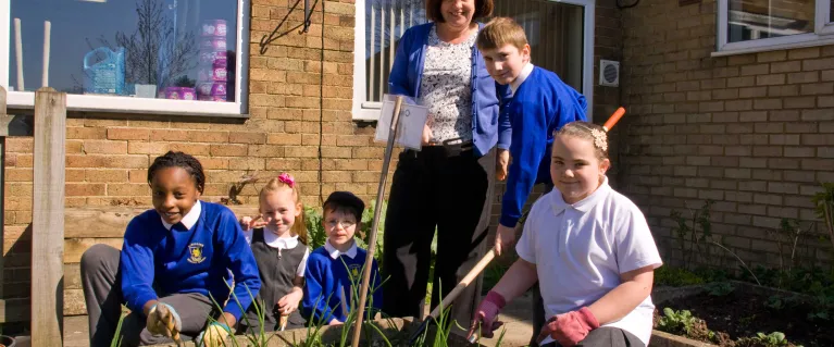 Students take part in a school garden project in Croydon
