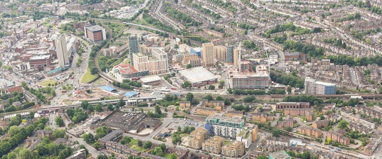 Aerial view of new homes in London