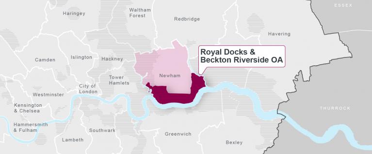 Map of Royal Docks and Riverside