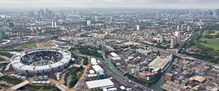 Aerial view of East London