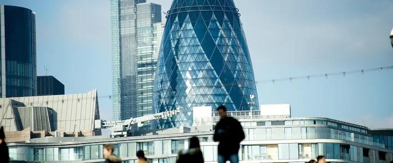 View of the Gherkin from the Scoop