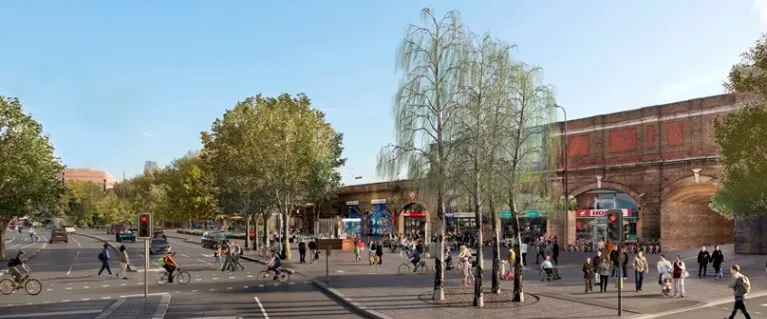 CGi illustration of cyclists at Vauxhall