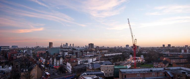 Aerial view of Hackney Central