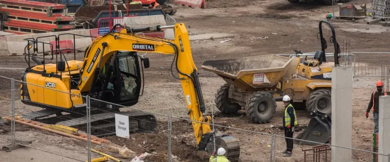Excavator on construction site