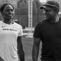 Coach Jonas Dodoo with athlete