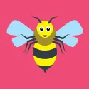 Drawing of Bow the Bee on a pink background