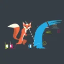 Drawing of a fox painting