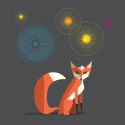 Drawing of a fox watching London fireworks